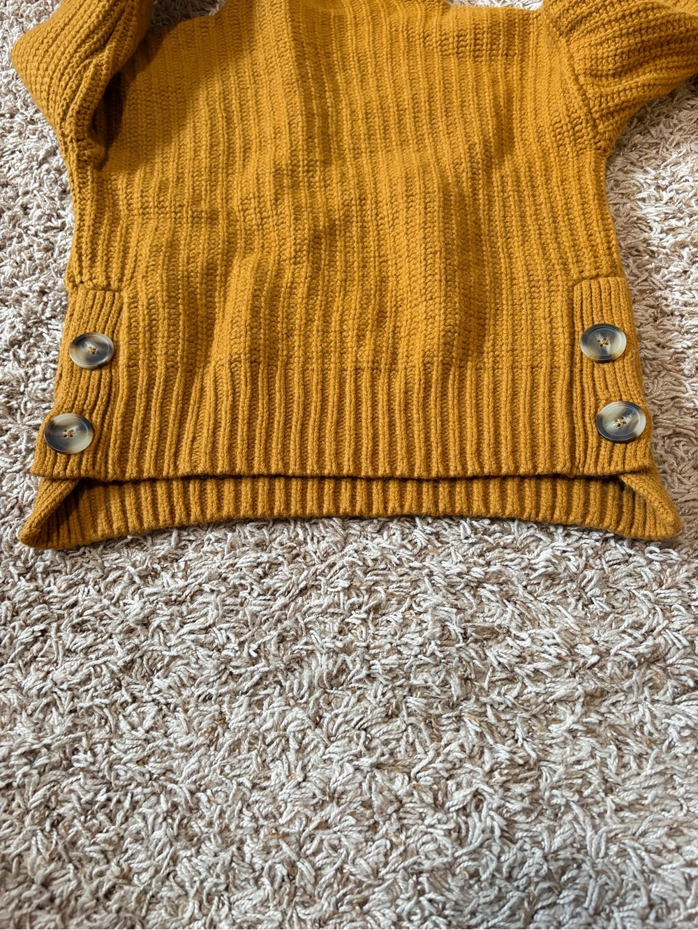 Madewell Mock Neck Side-Button Cotton/Wool Sweater Womens size XXS Mustard - Picture 5 of 7